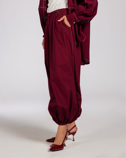 NASMA PANTS-BURGANDY