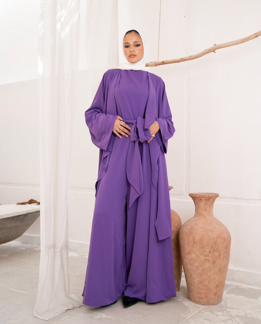 SOFT CREPE JUMPSUIT SET-PURPLE