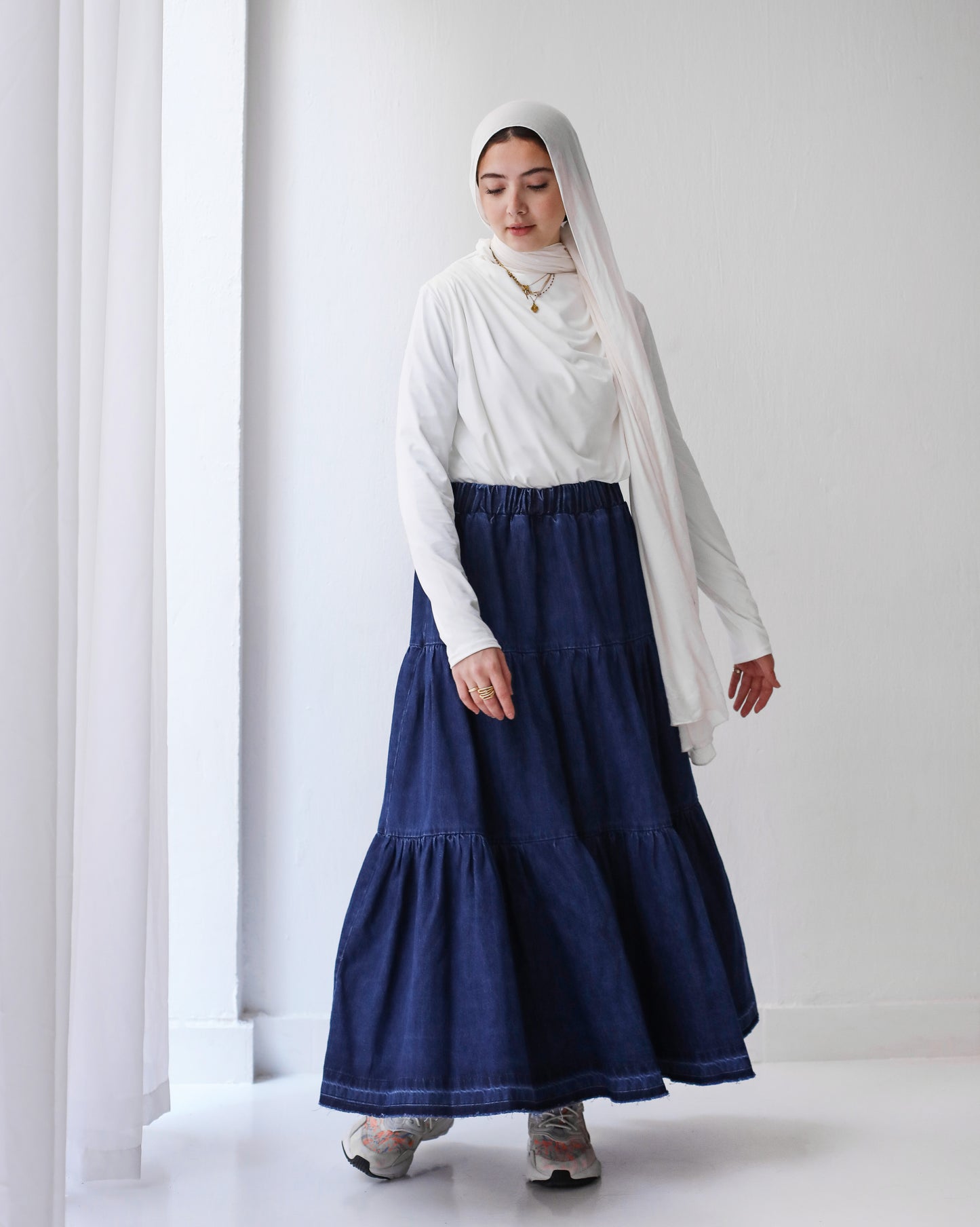 DENIM SKIRT-DARK BLUE