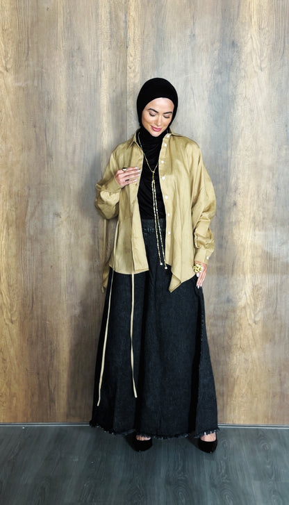 PURE LINEN SHIRT - CAFE