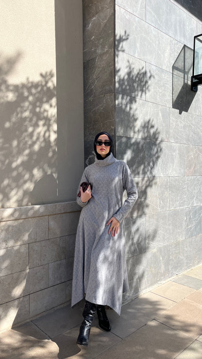LONG WOOL DRESS GRAY
