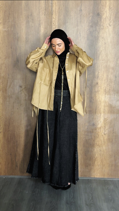 PURE LINEN SHIRT - CAFE