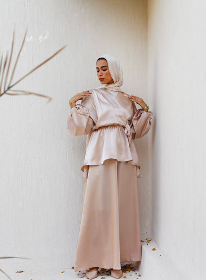 BEIGE SATIN BLOUSE