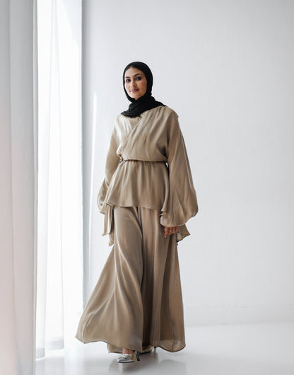 SATIN PANTS-BEIGE
