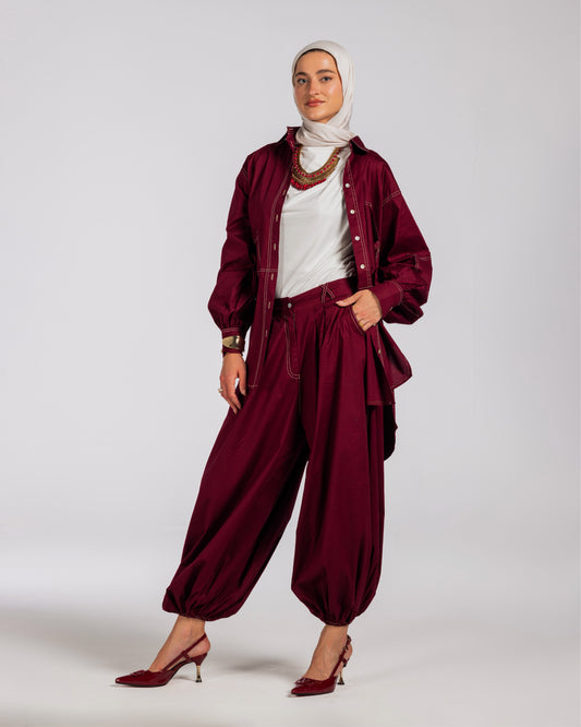 NASMA PANTS-BURGANDY