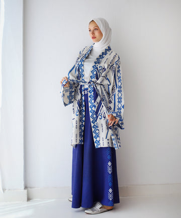 PRINTED LINEN SET-BLUE