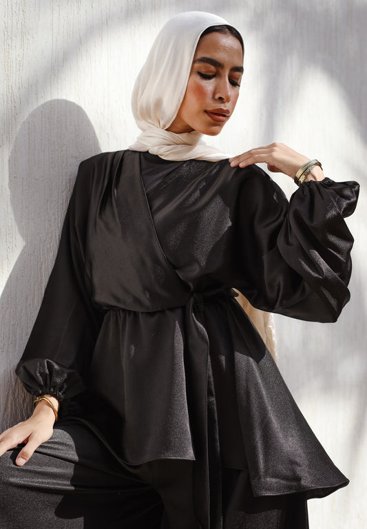 BLACK SATIN BLOUSE