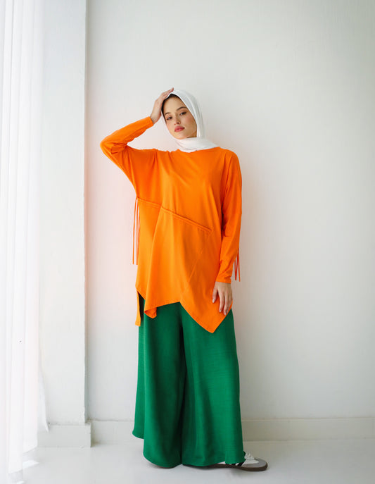 FRINGES COTTON T-SHIRT ORANGE