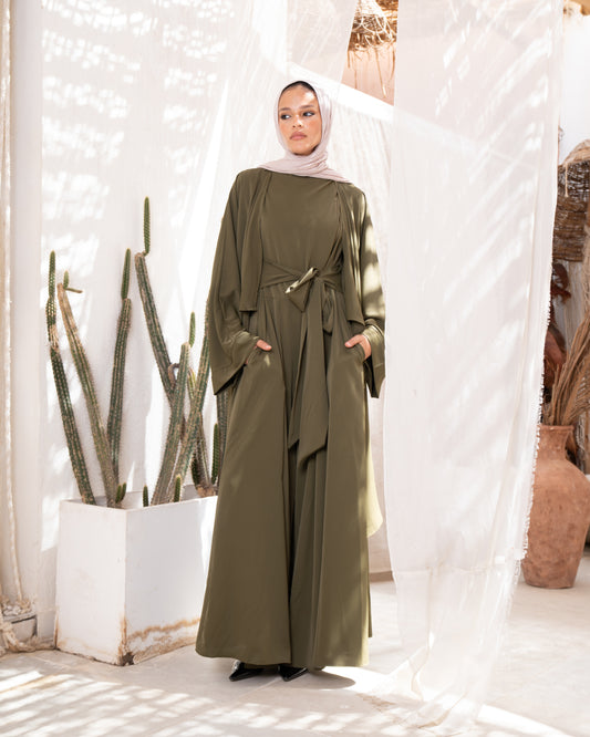 SOFT CREPE JUMPSUIT SET-OLIVE