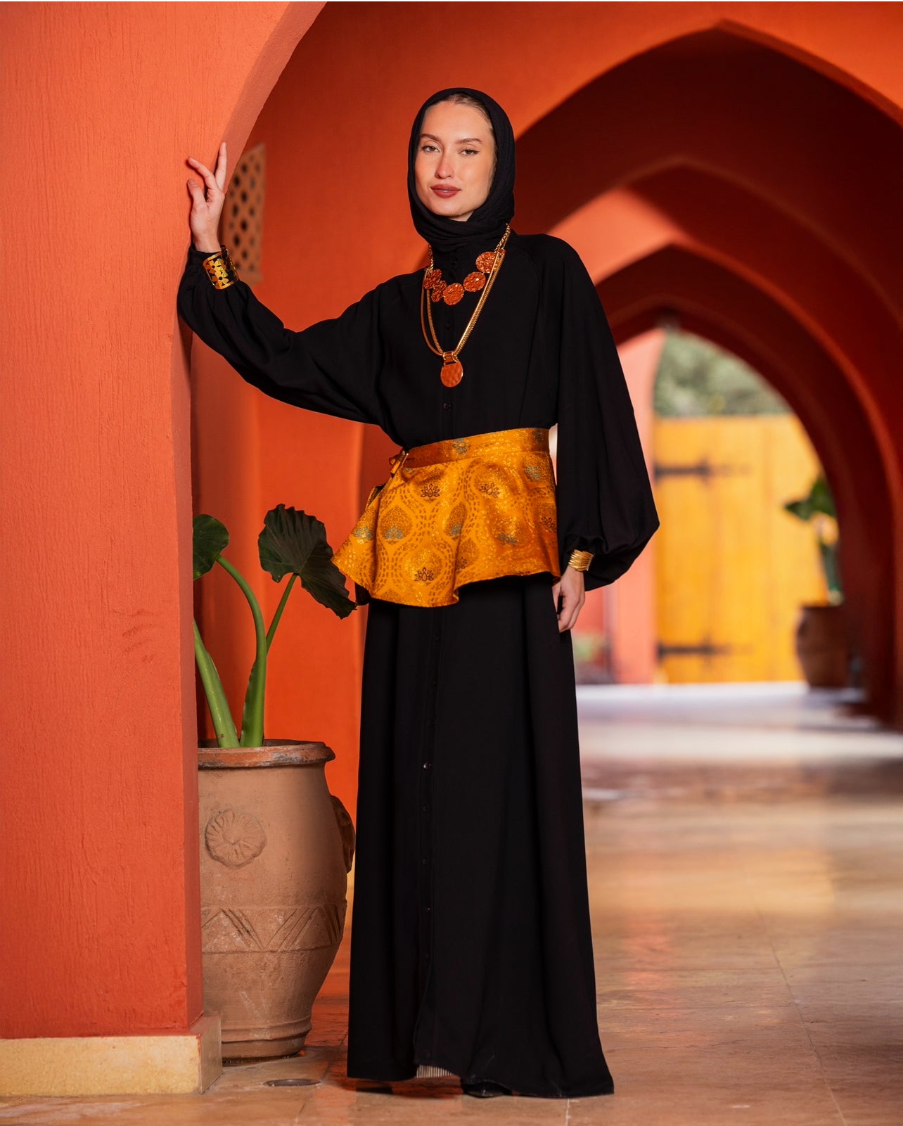 LONG CREPE DRESS BLACK