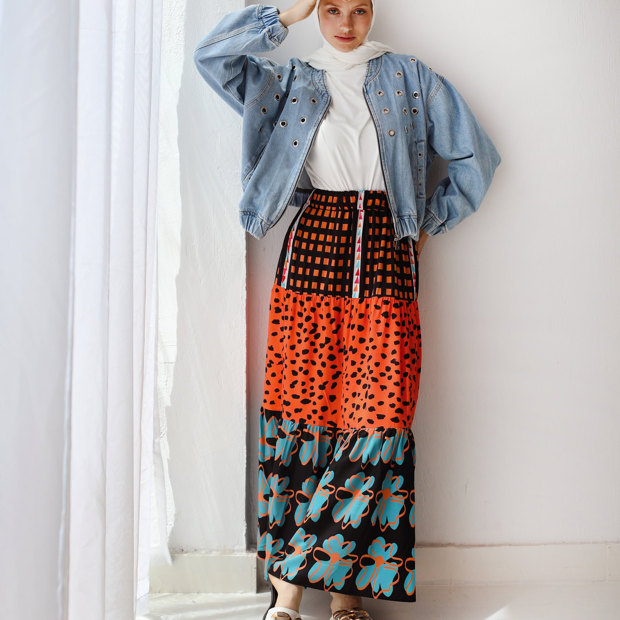 MIXED PRINTED BOHO SKIRT