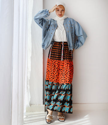 MIXED PRINTED BOHO SKIRT