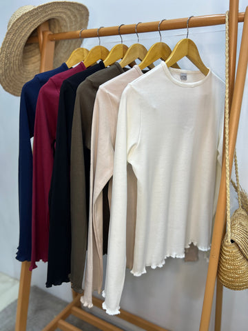 LONG SLEEVE COTTON RIB TOP