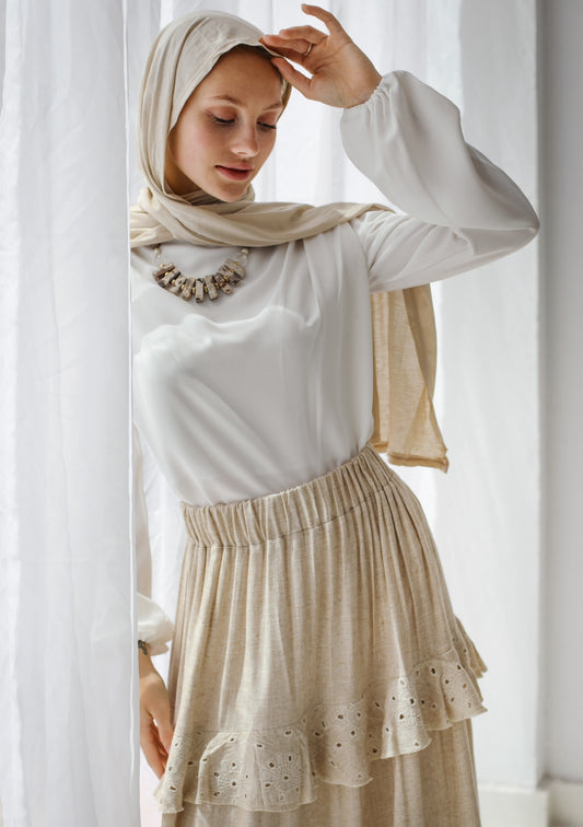 CREPE DRAPPED BLOUSE OFFWHITE