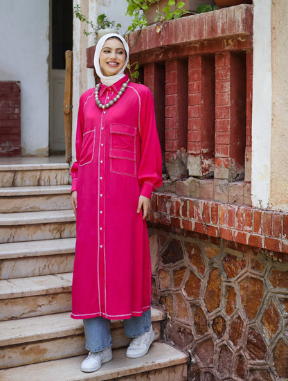 LONG COTTON SHIRT-FUSHIA