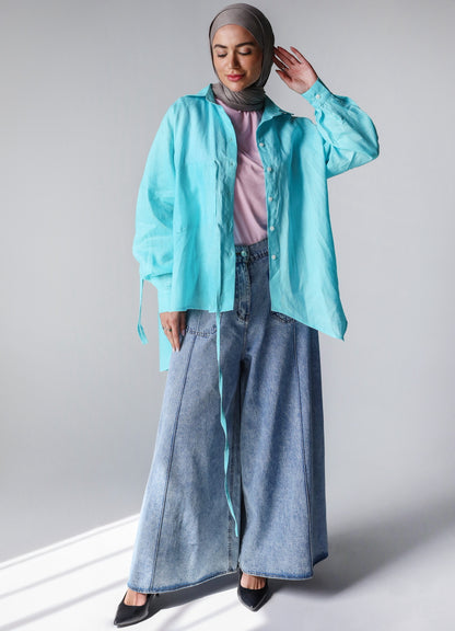 PURE LINEN SHIRT-LIGHT BLUE