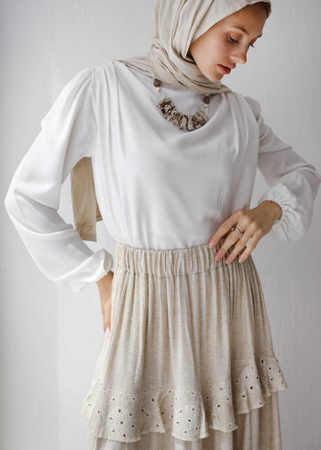 CREPE DRAPPED BLOUSE OFFWHITE