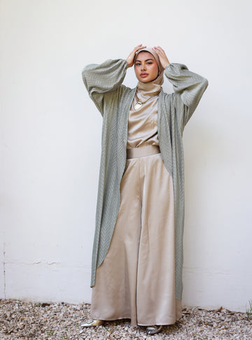 SATIN WIDE LEG PANTS-BEIGE