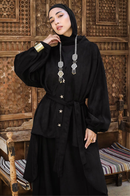 MIDNIGHT SUEDE SET-BLACK