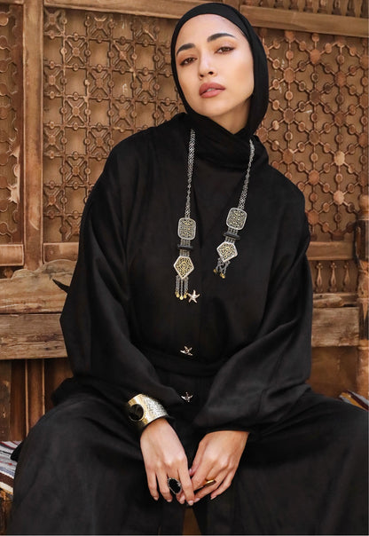 MIDNIGHT SUEDE SET-BLACK