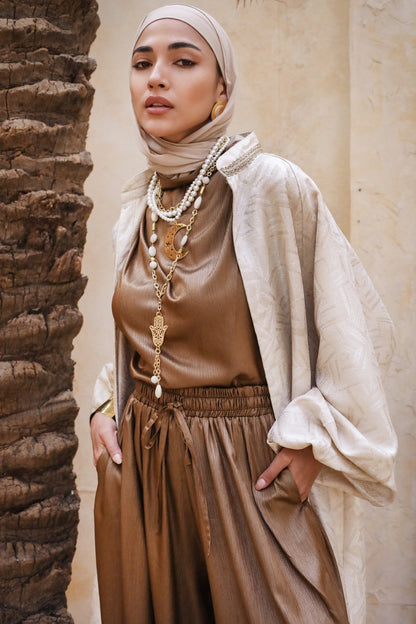 SATIN DRAPEH TOP - GOLD