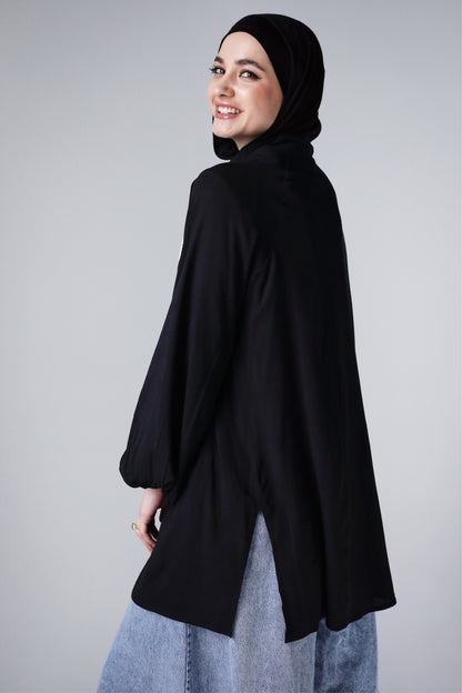 EMBROIDERED BLOUSE-BLACK