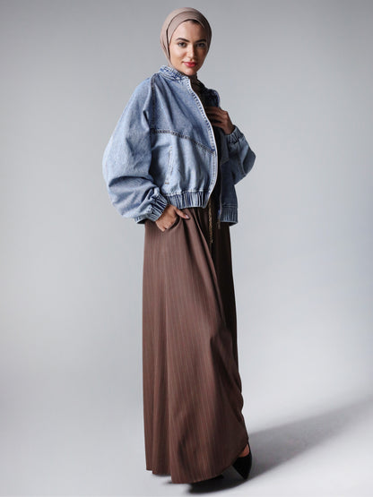 STRIPPED CLASSIC PANTS - BROWN