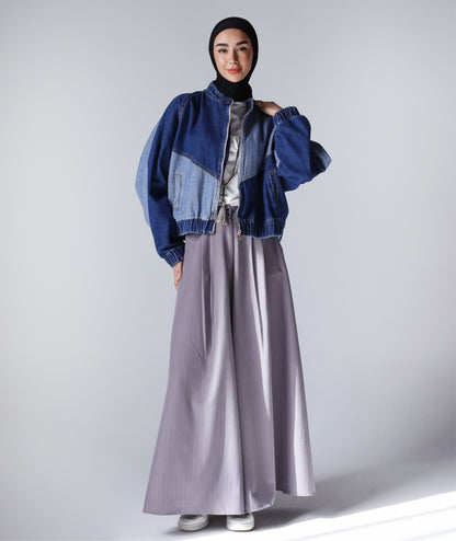 STRIPPED CLASSIC PANTS - GRAY