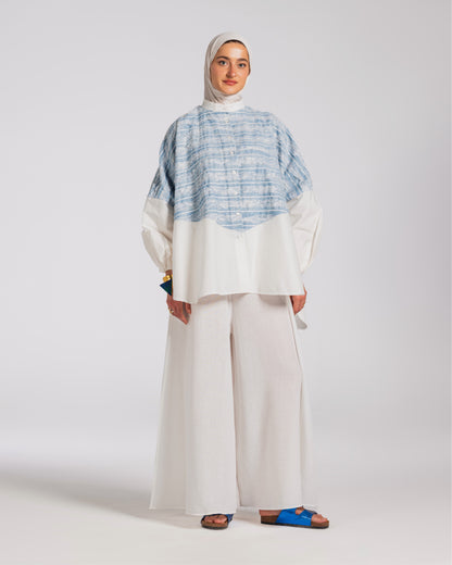 DENIM MIXED POPLIN SHIRT