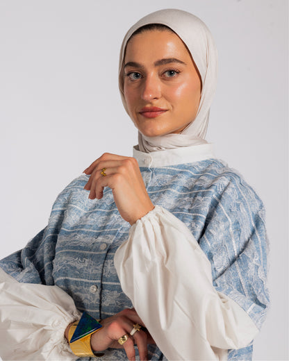 DENIM MIXED POPLIN SHIRT