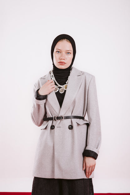 OVERSIZE WOOL BLAZER-GRAY