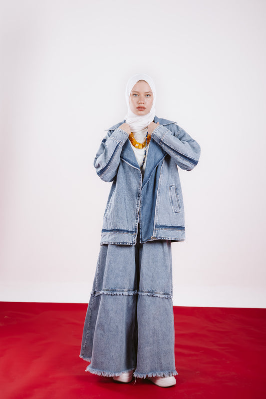 LONG OVERSIZE DENIM JACKET-LIGHT BLUE