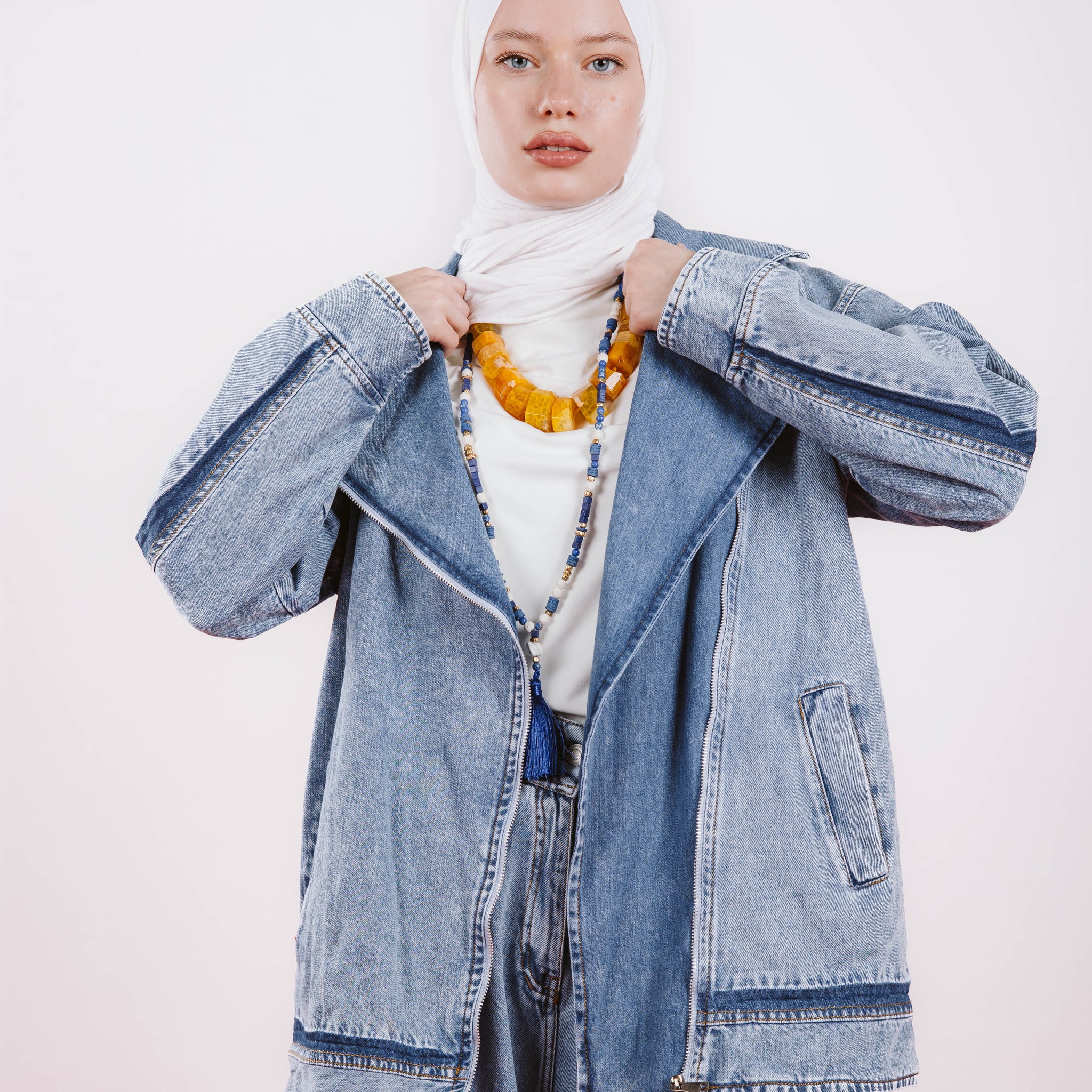 LONG OVERSIZE DENIM JACKET-LIGHT BLUE