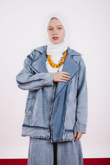 LONG OVERSIZE DENIM JACKET-LIGHT BLUE