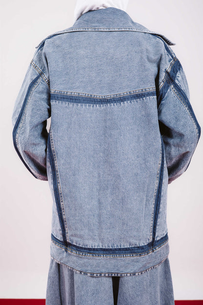 LONG OVERSIZE DENIM JACKET-LIGHT BLUE
