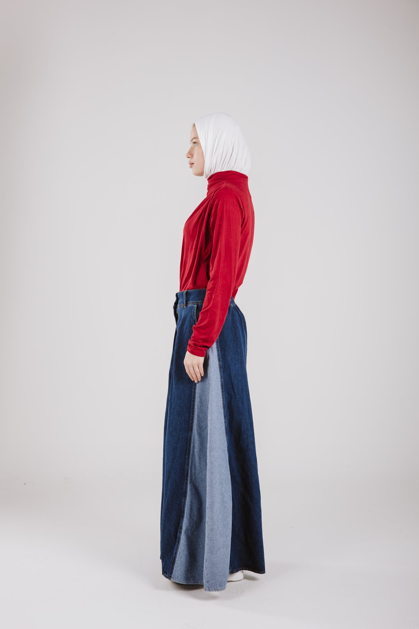 WIDE LEG COMBINATION JEANS IN DARK BLUE