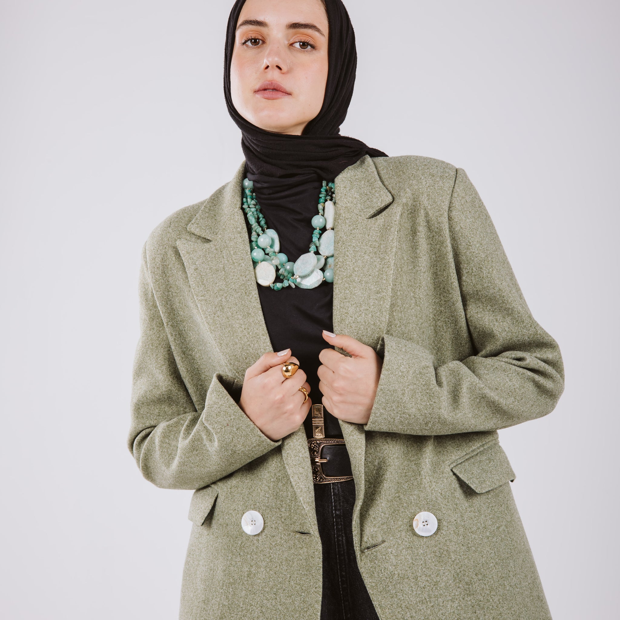 0VERSZIE WOOL BLAZER - MINT GREEN