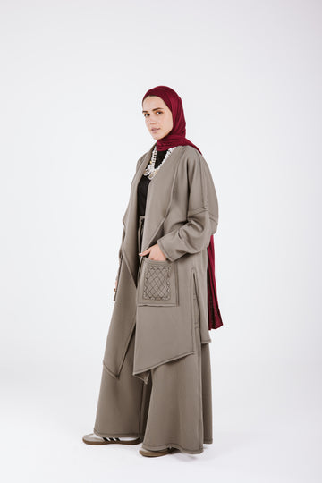 JACQUAED GHALIA SET IN DARK GRAY