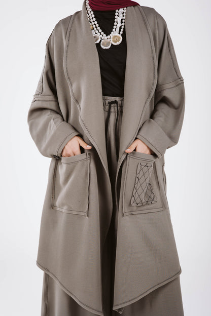 JACQUAED GHALIA SET IN DARK GRAY