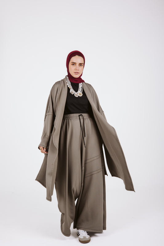 JACQUAED GHALIA SET IN DARK GRAY