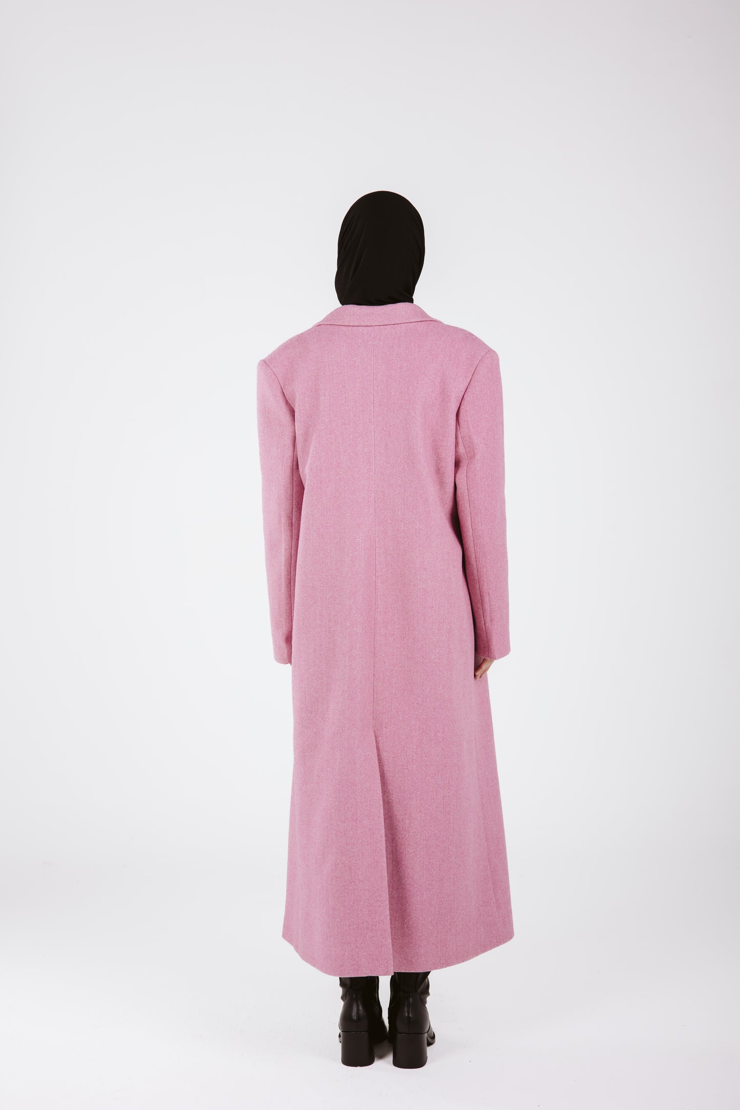 LONG WOOL COAT IN PINK