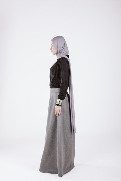 MELTON WIDE LEG PANTS IN LIGHT GRAY