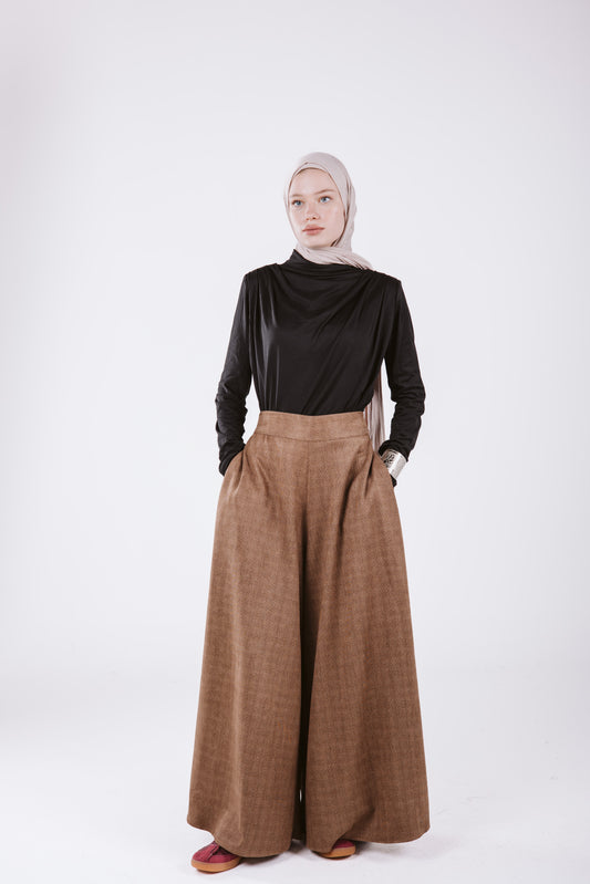 SUEDE WIDE LEG PANTS IN CAFE