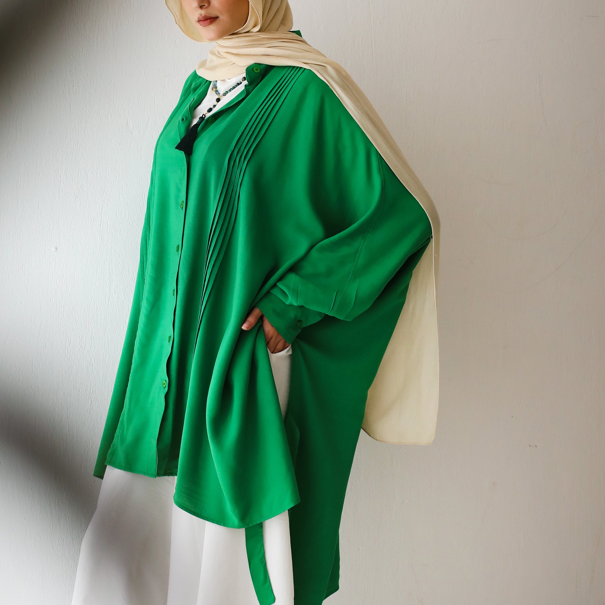 OVERSIZED COTTON SHIRT GREEN