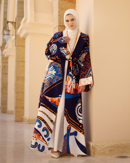 PRINTED MAXI CREPE KIMONO