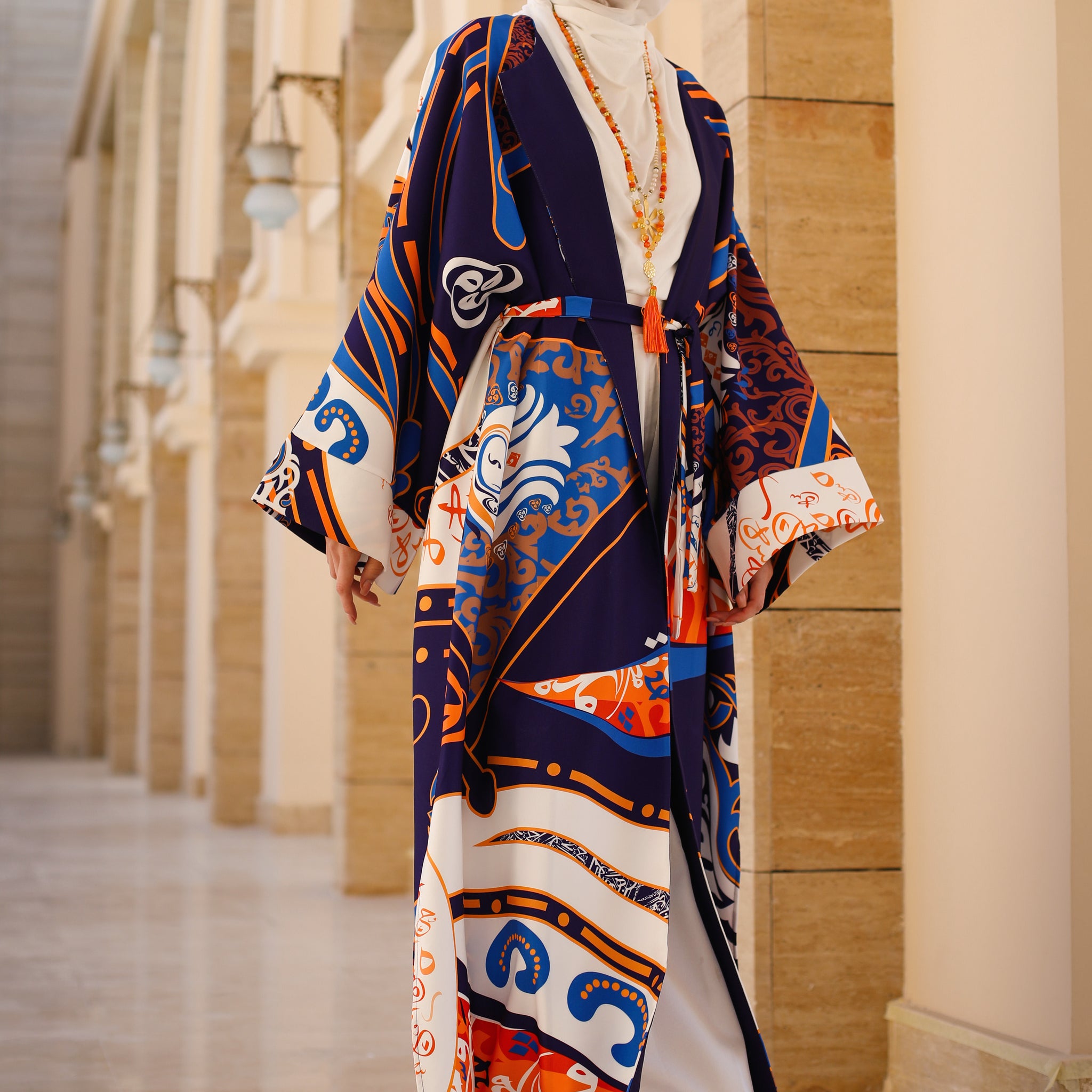 PRINTED MAXI CREPE KIMONO