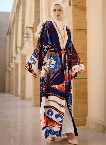 PRINTED MAXI CREPE KIMONO