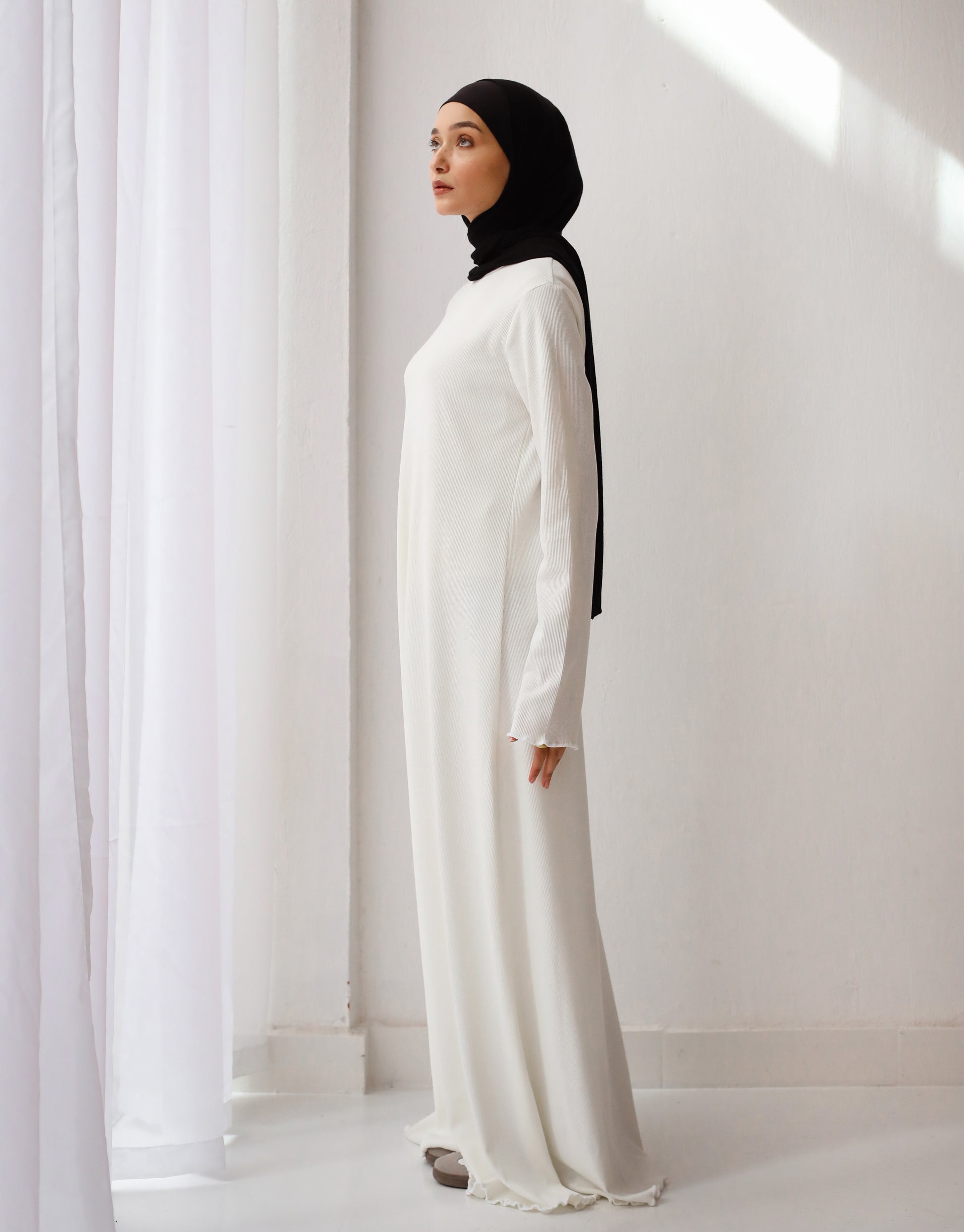 COTTON BASIC DRESS-WHITE - L COTTON BASIC DRESS-WHITE - L